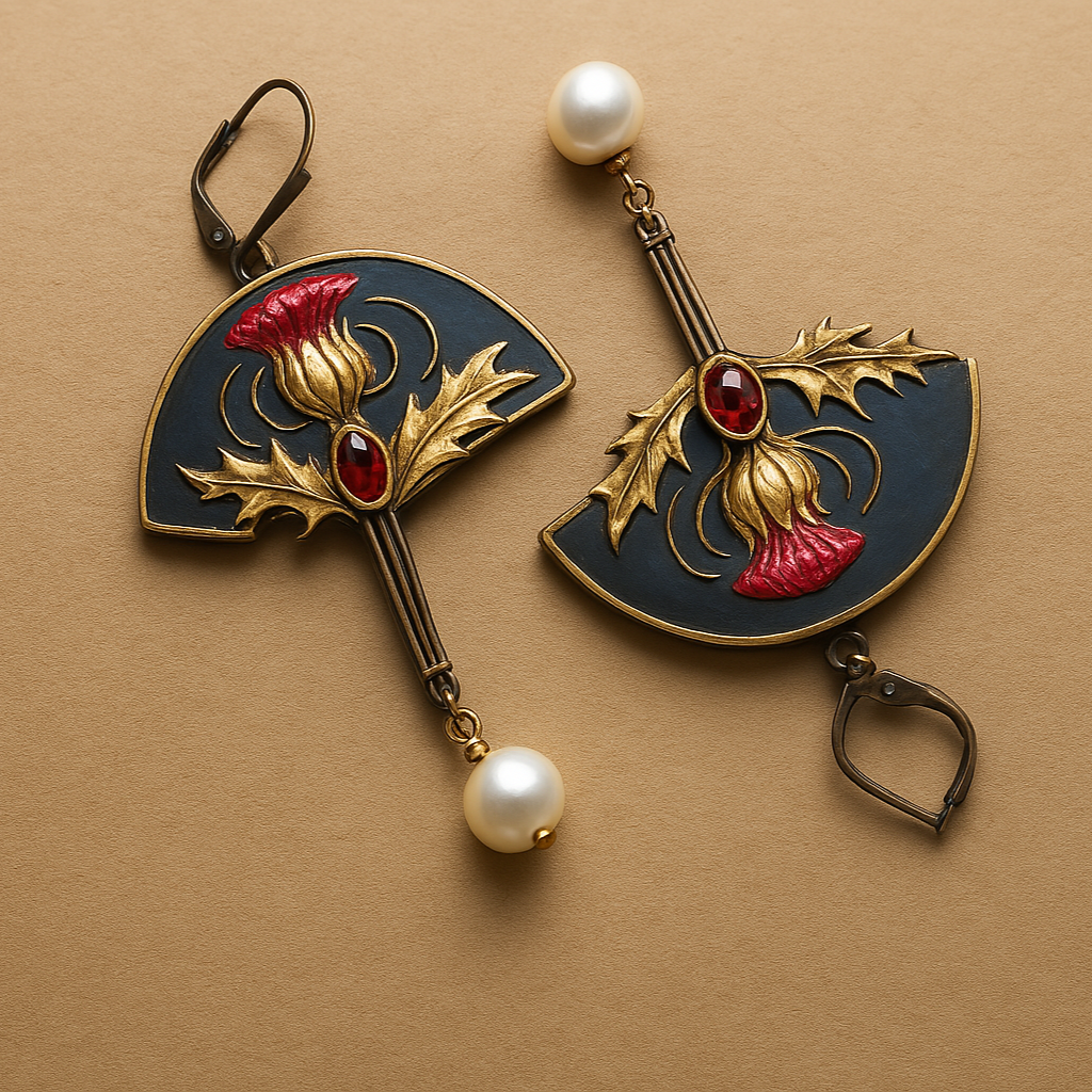 Raisa – Pendientes Boho con Perlas y Cristal Rojo