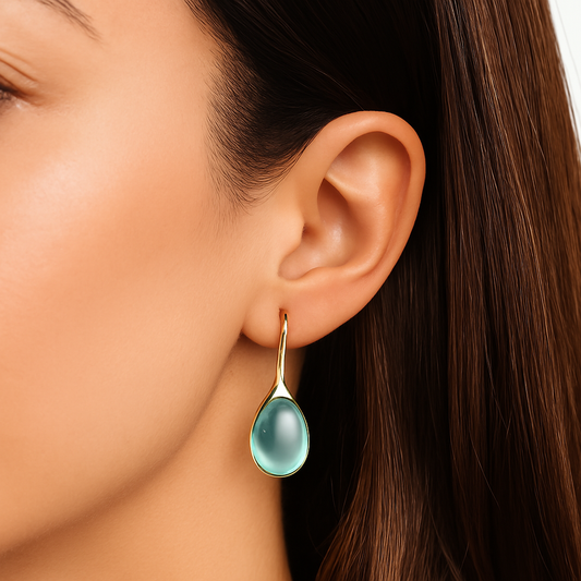 Alina – Pendientes Largos con Cristal en Oro y Plata