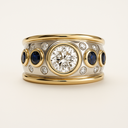 Sylvie – Anillo Vintage Dorado con Circonitas Incrustadas