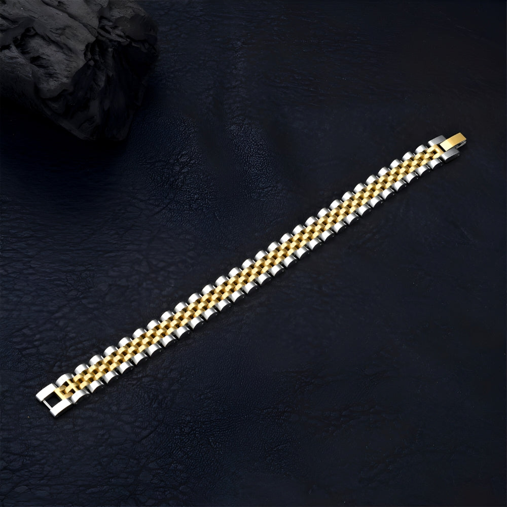 Yann – Pulsera Cadena Presidencial Bicolor Oro y Plata