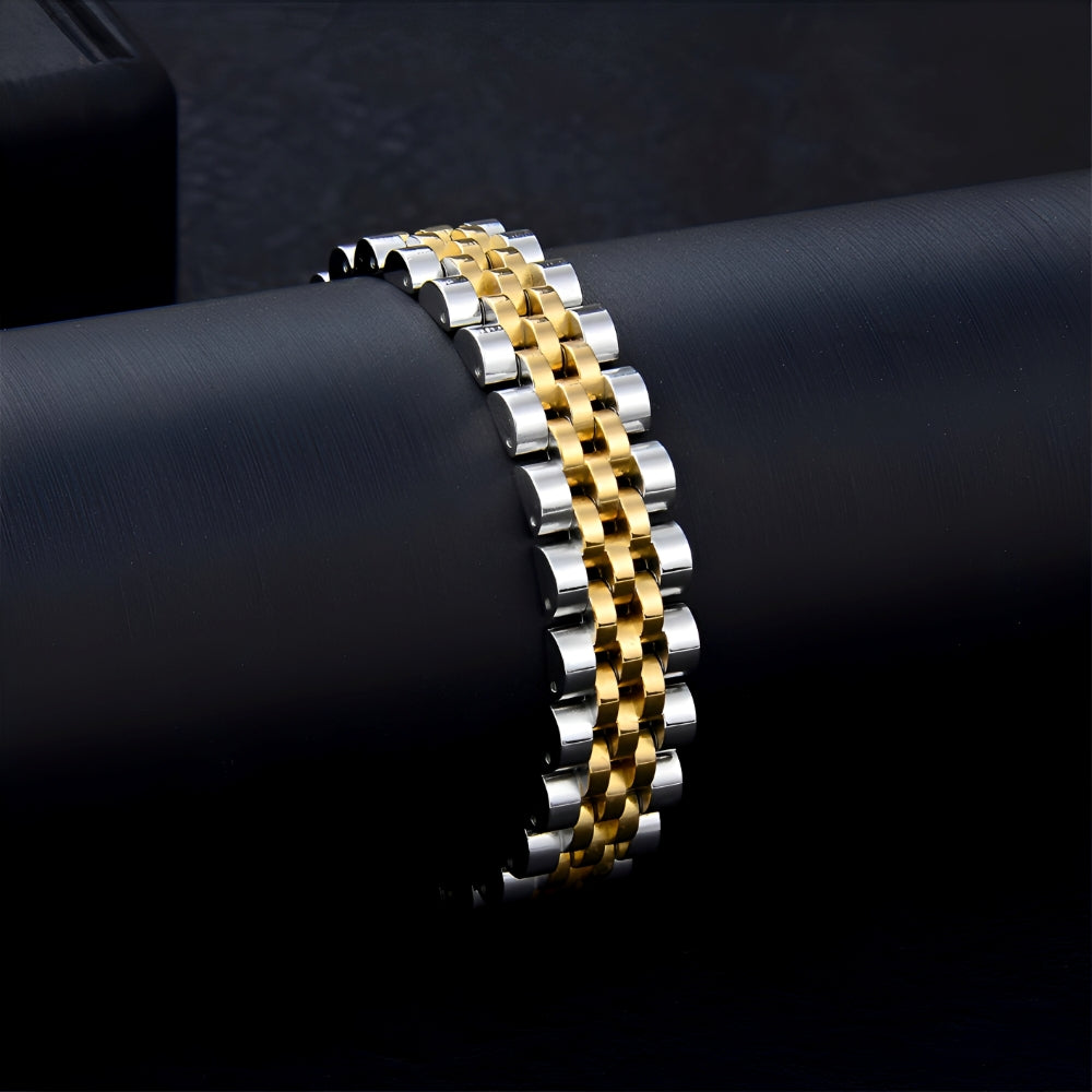 Yann – Pulsera Cadena Presidencial Bicolor Oro y Plata