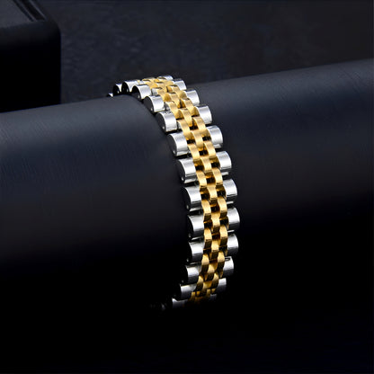 Yann – Pulsera Cadena Presidencial Bicolor Oro y Plata