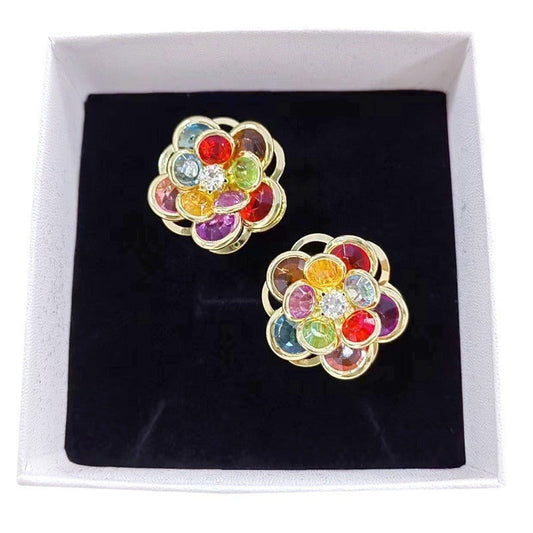 Narella – Pendientes Florales Artesanales con Cristales de Colores