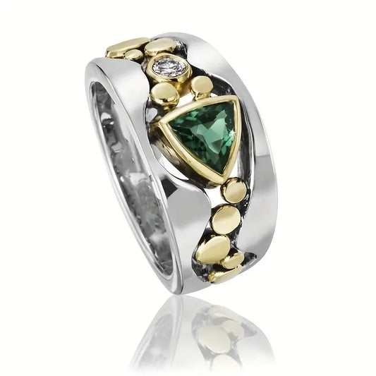Emera – Anillo Vintage con Cristal Verde