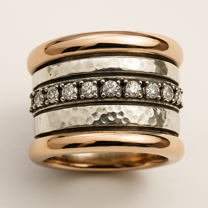 Naelle – Anillo Grueso Vintage con Capas Doradas