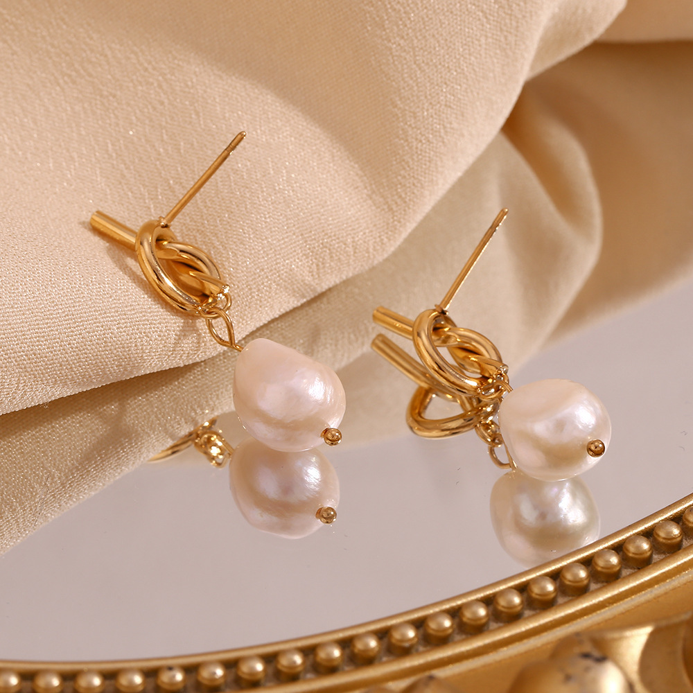 Pendientes de nudos y perlas - Pendientes de perlas con nudo