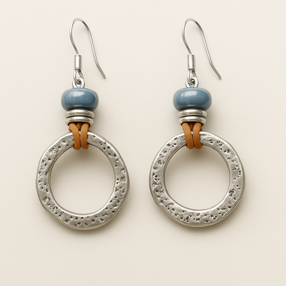 Mira – Pendientes Plateados Círculo de Estilo Boho Vintage