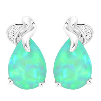 Isaline – Pendientes Brillantes Ópalo Verde & Plata