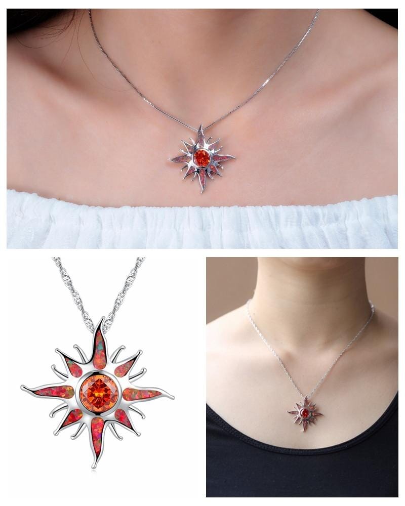 Yani – Collar Pendiente Esplendor Solar en Ópalo de Fuego & Granate