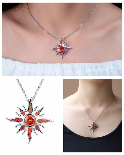 Yani – Collar Pendiente Esplendor Solar en Ópalo de Fuego & Granate