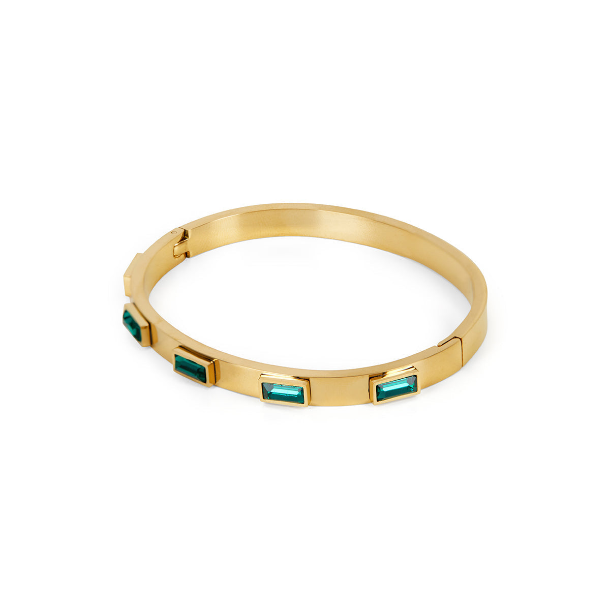 Kezz – Pulsera Piedra Cúbica Dorada/Verde