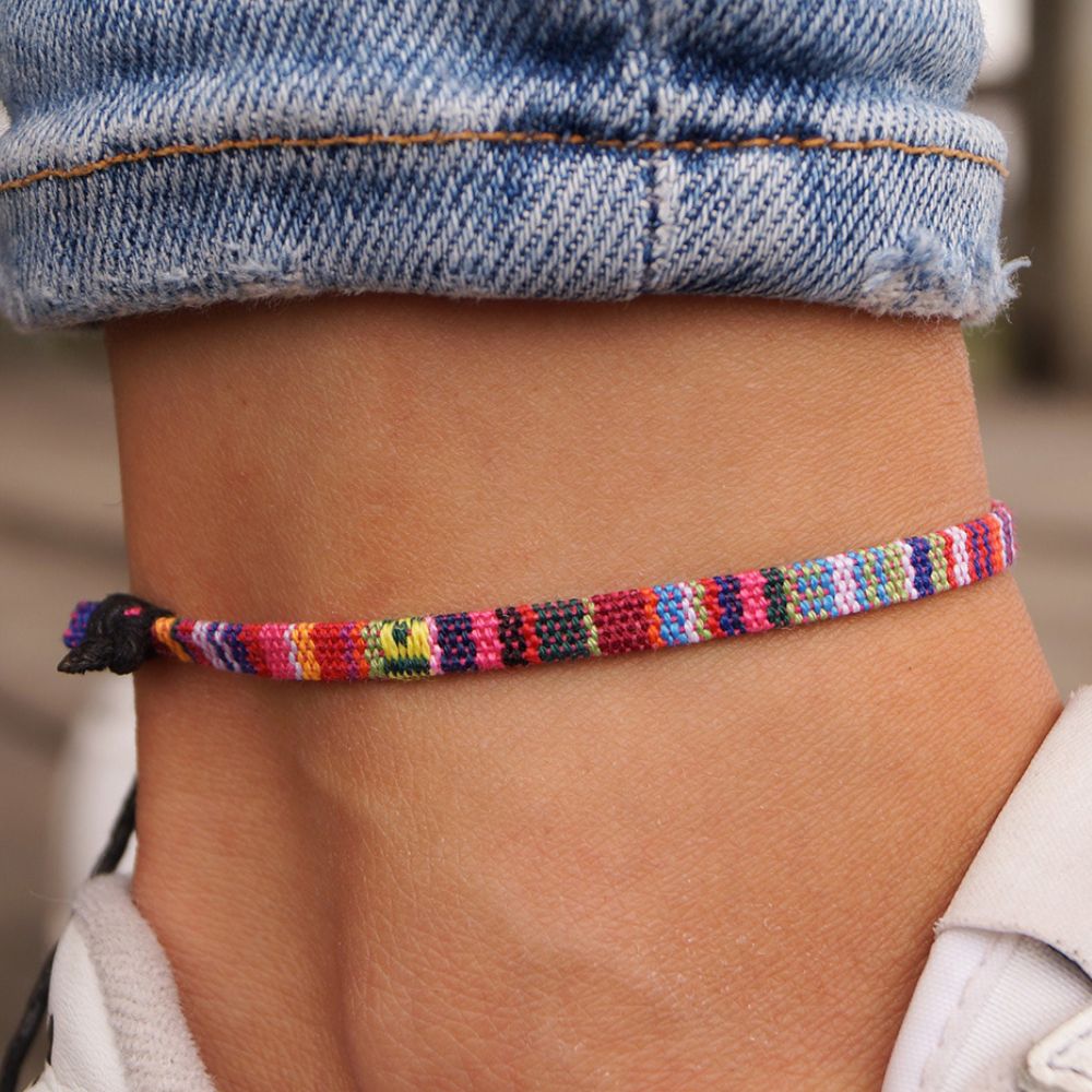 Cadena de Pie Ajustable para Mujer con Diseño de Cuerda Trenzada