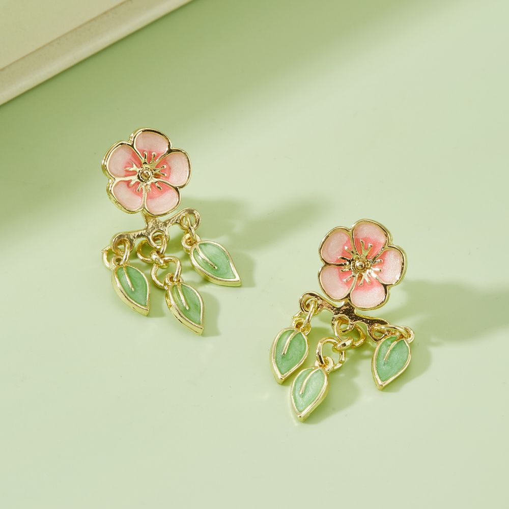 Pendientes de Cerezos para Mujeres con Diseño de Hojas Colgantes