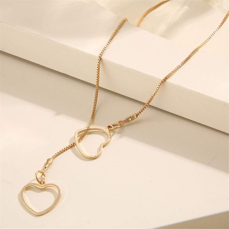 Collar de Corazón - Collar de Gotas de Corazón Dorado