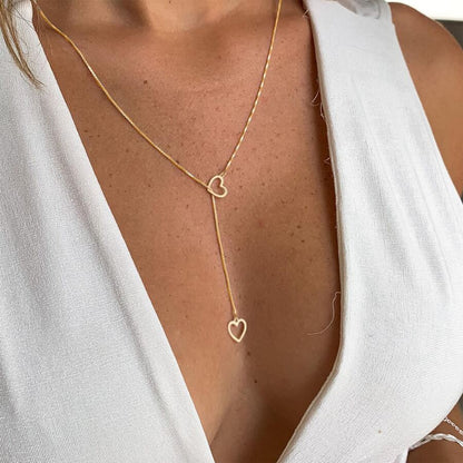Collar de Corazón - Collar de Gotas de Corazón Dorado