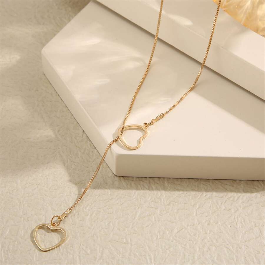 Collar de Corazón - Collar de Gotas de Corazón Dorado
