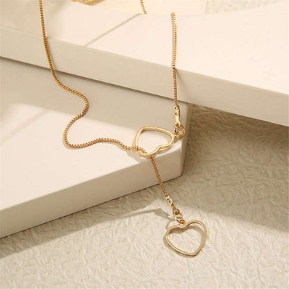 Collar de Corazón - Collar de Gotas de Corazón Dorado