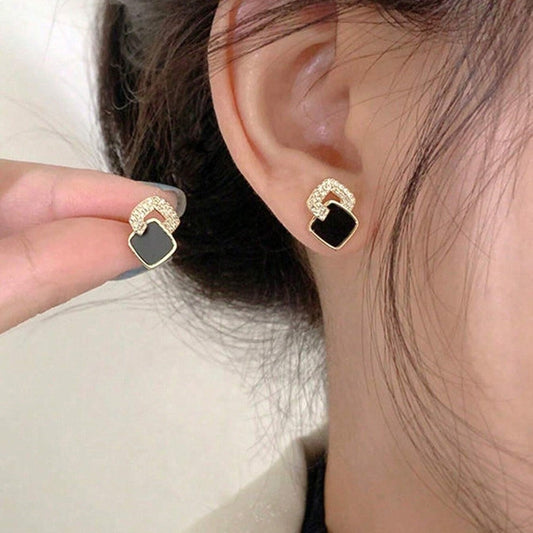 Pendientes Geométricos - Pendientes de Circón Negro