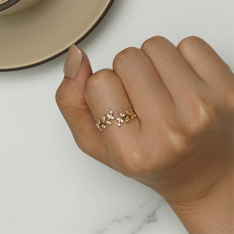 Anillo de Hoja de Rama - Anillo de Hoja de Árbol