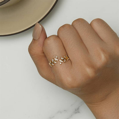 Anillo de Hoja de Rama - Anillo de Hoja de Árbol