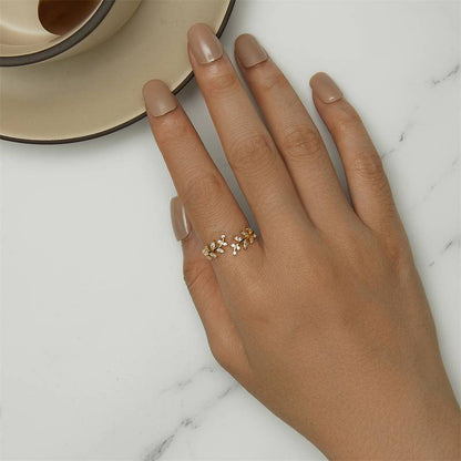 Anillo de Hoja de Rama - Anillo de Hoja de Árbol