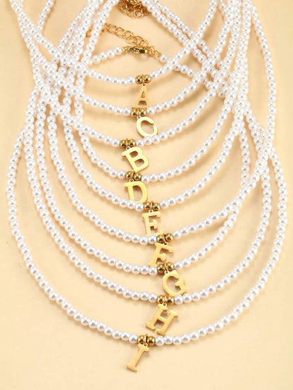 Collar de perlas con iniciales - Collar personalizado con perlas