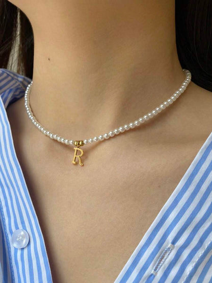 Collar de perlas con iniciales - Collar personalizado con perlas