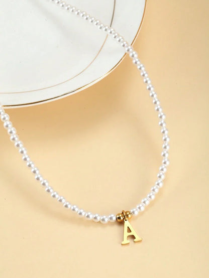 Collar de perlas con iniciales - Collar personalizado con perlas