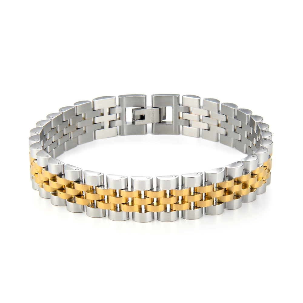 Yann – Pulsera Cadena Presidencial Bicolor Oro y Plata