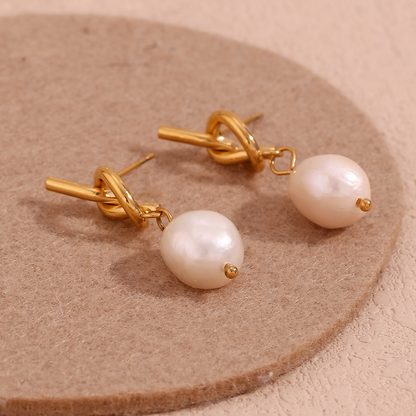 Pendientes de nudos y perlas - Pendientes de perlas con nudo