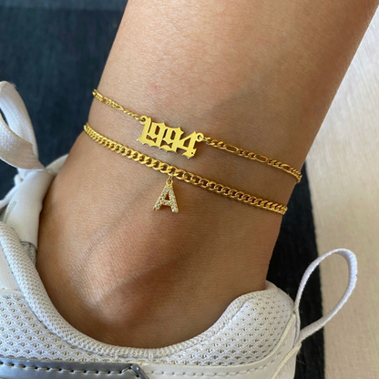 Love Initial Anklet - Pieza de tobillo con su inicial
