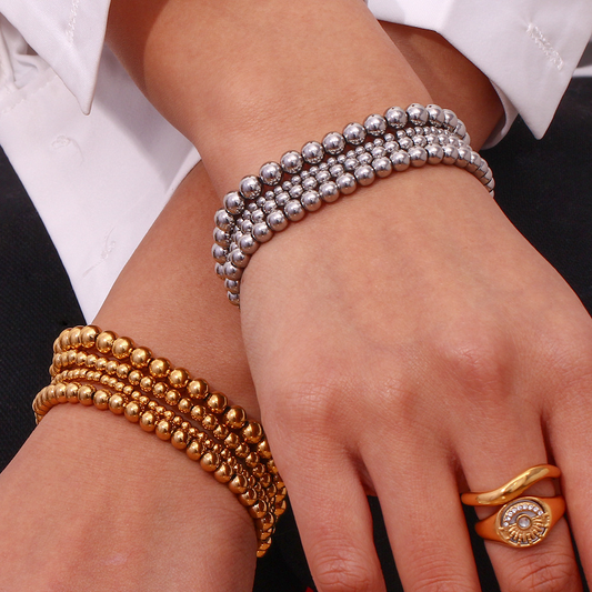 Crea - Pulsera de moda apilable de oro metálico (4 mm)