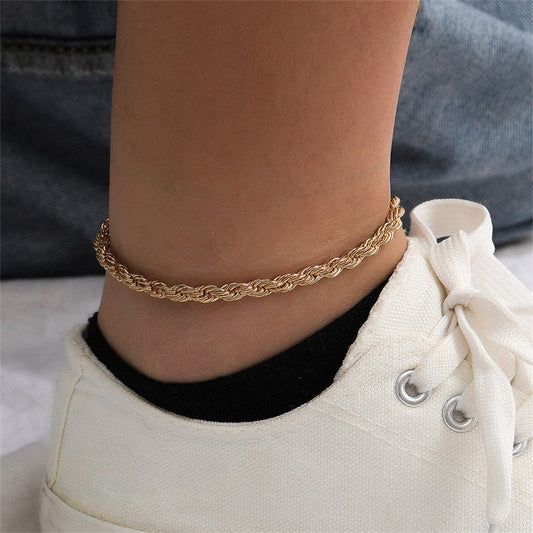 Leila - Pulsera de tobillo con cadena de cuerda