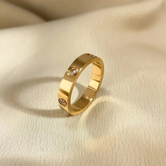 Anillo de Cristal 18K Baño de Oro