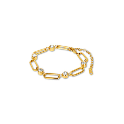 Gwen – Pulsera Cadena Eslabones Ovalados y Piedra Dorada