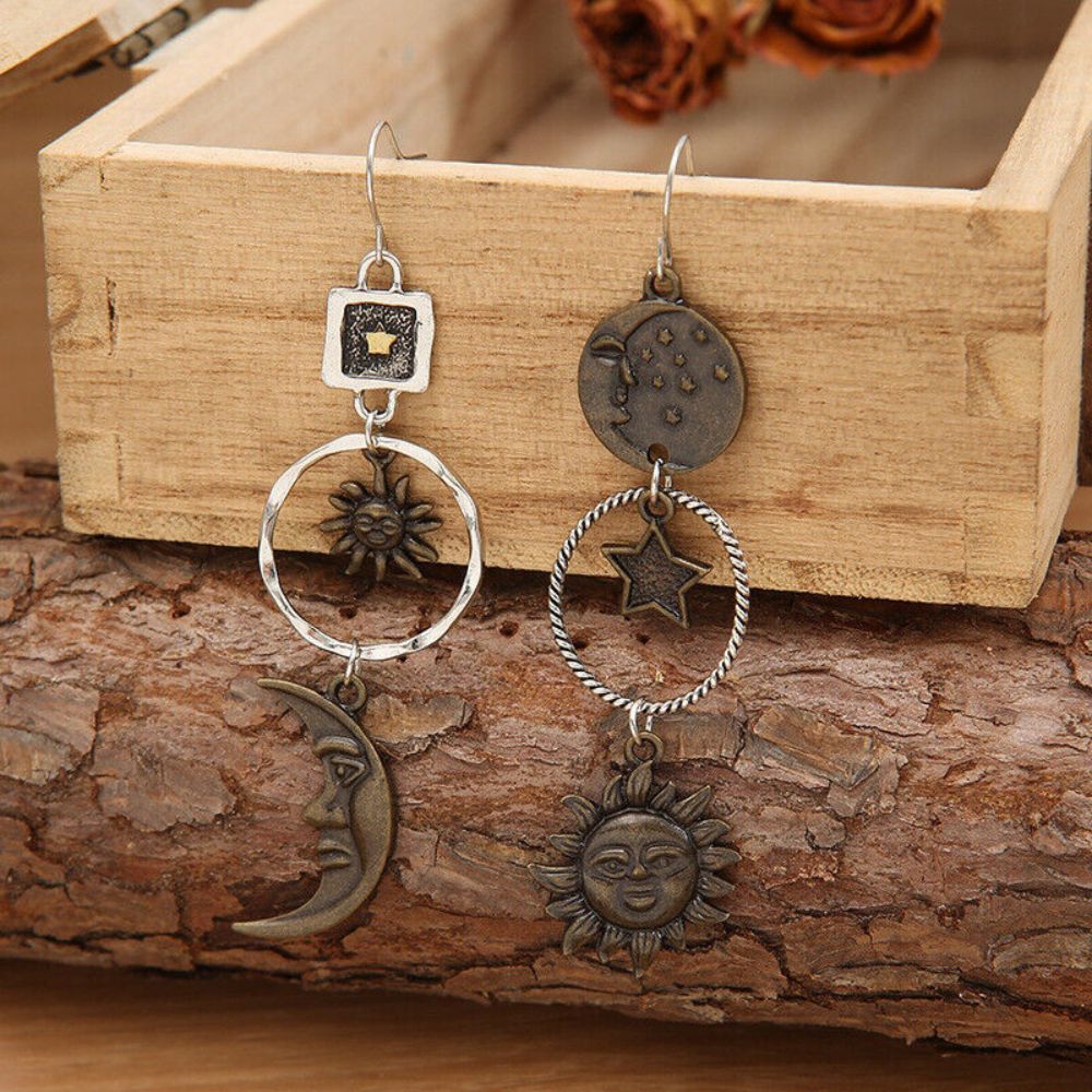 Damas Sol y Luna Pendientes en Diseño Mismatch (Par)