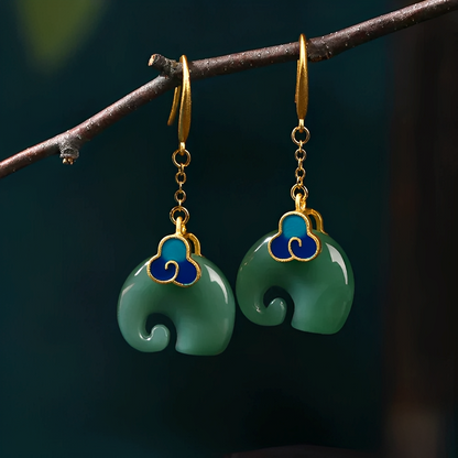 Elly – Pendientes Elegantes Elemento Verde Retro