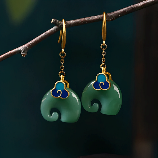 Elly – Pendientes Elegantes Elemento Verde Retro