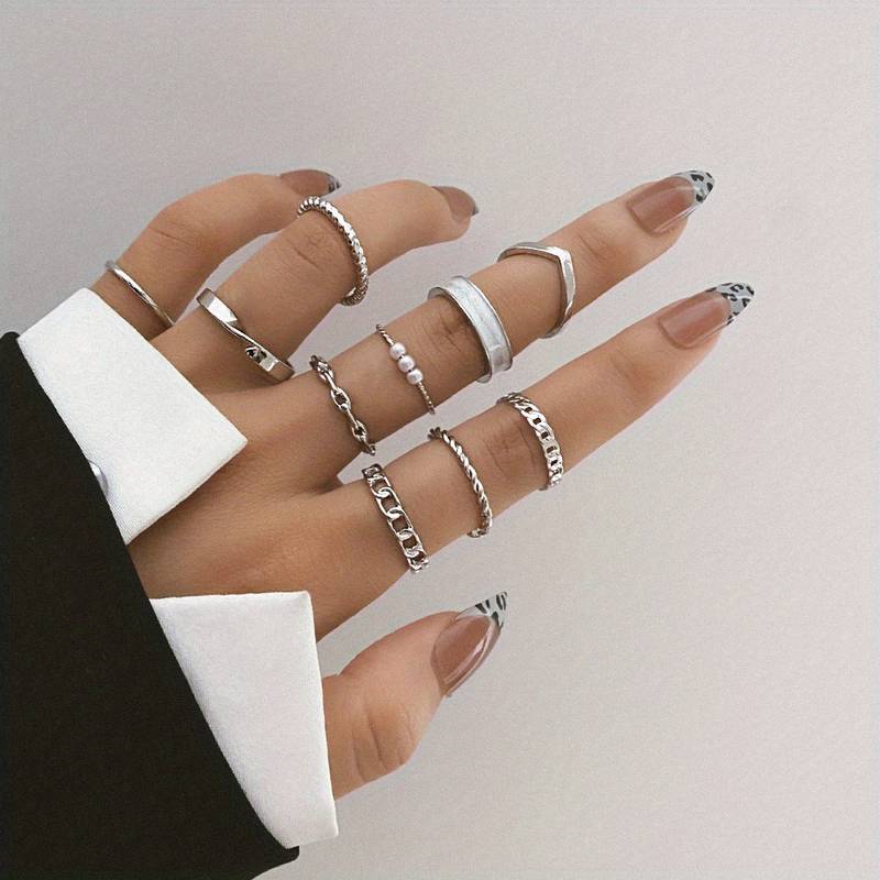 10 Piezas Anillos de Moda - Anillos de Mezcla y Combina Tendencia