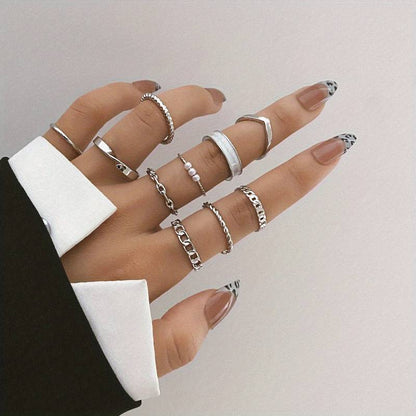 10 Piezas Anillos de Moda - Anillos de Mezcla y Combina Tendencia