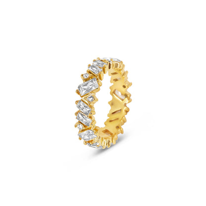 Lily – Anillo Dorado Engastado con CZ Talla Baguette