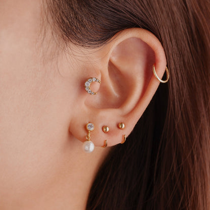 Zara - Pendientes de Cartílago Luna con Gemas