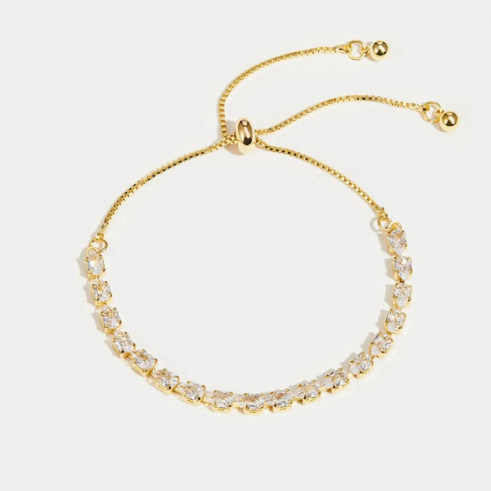 Pulsera de cristales dorados - Pulsera ajustable de cristales