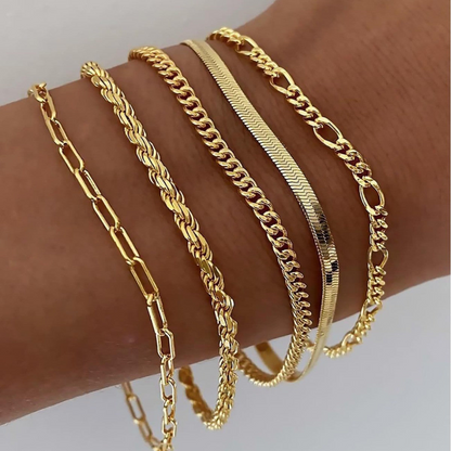 Ellen – Conjunto de Pulseras Doradas Elegantes