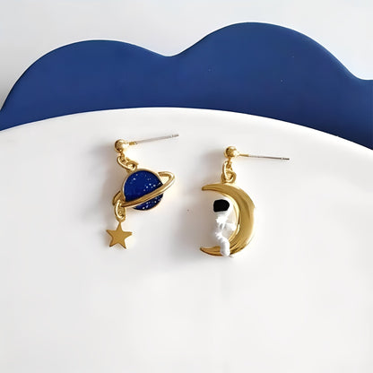 Luna – Pendientes Astronauta & Planeta