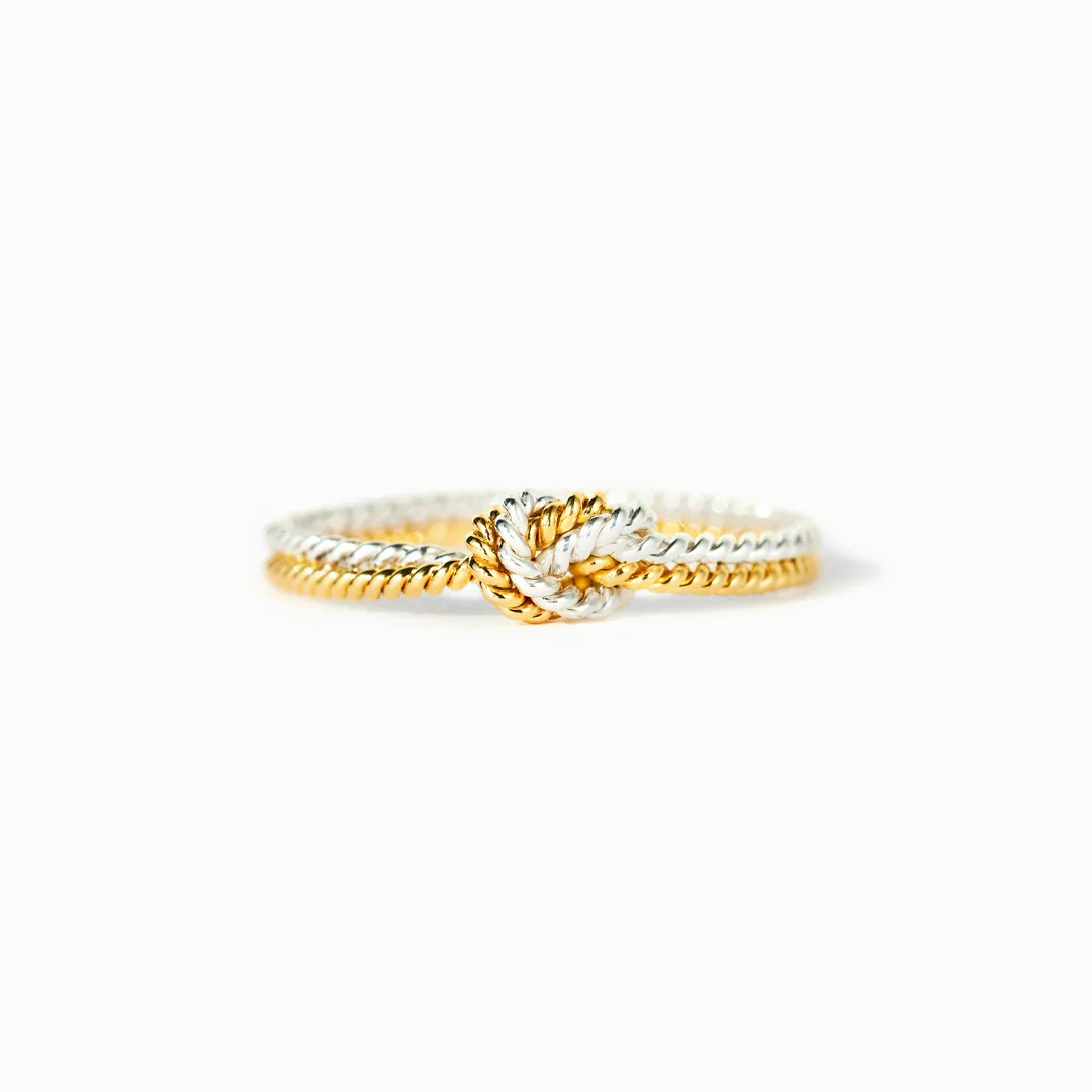 Anillo de Nudo de Cuerda Ángel - Oro y Plata