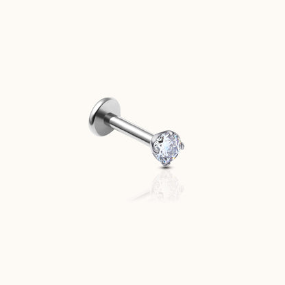 Pendientes 2mm CZ sin rosca con respaldo plano