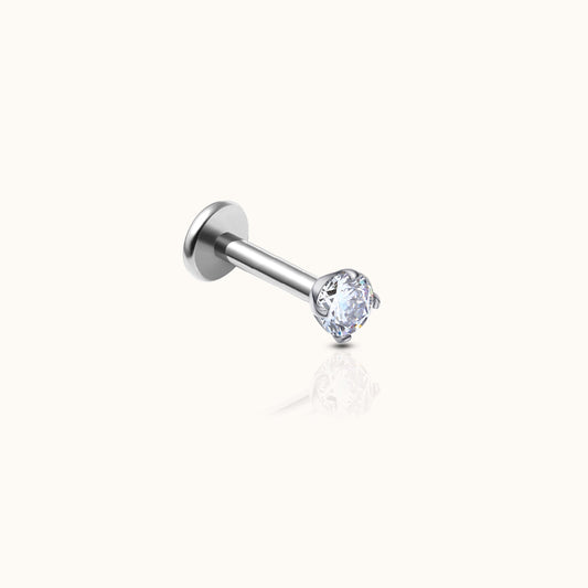 Pendientes 2mm CZ sin rosca con respaldo plano