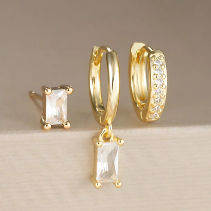 Zelina – Pendientes Rectangulares de Zirconia