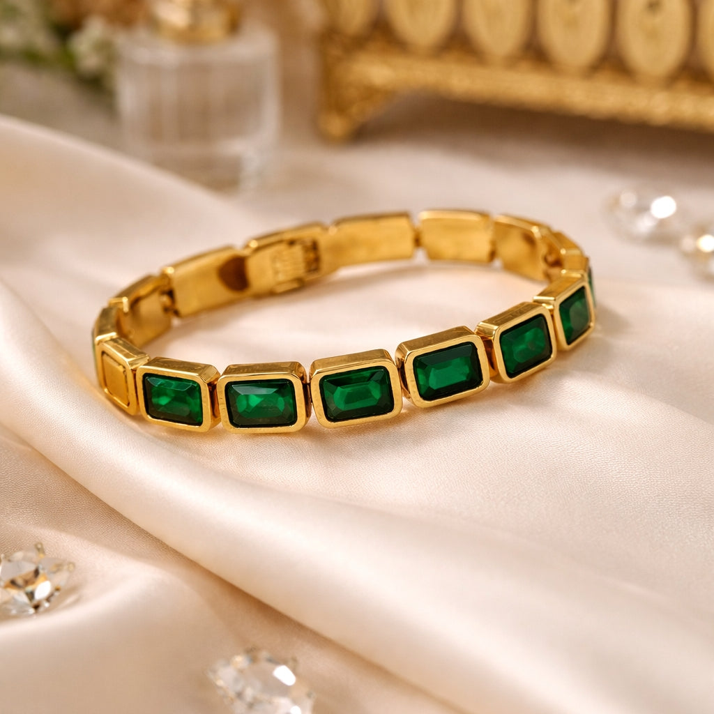 Eloisa – Pulsera de Zirconia Dorada Elegante